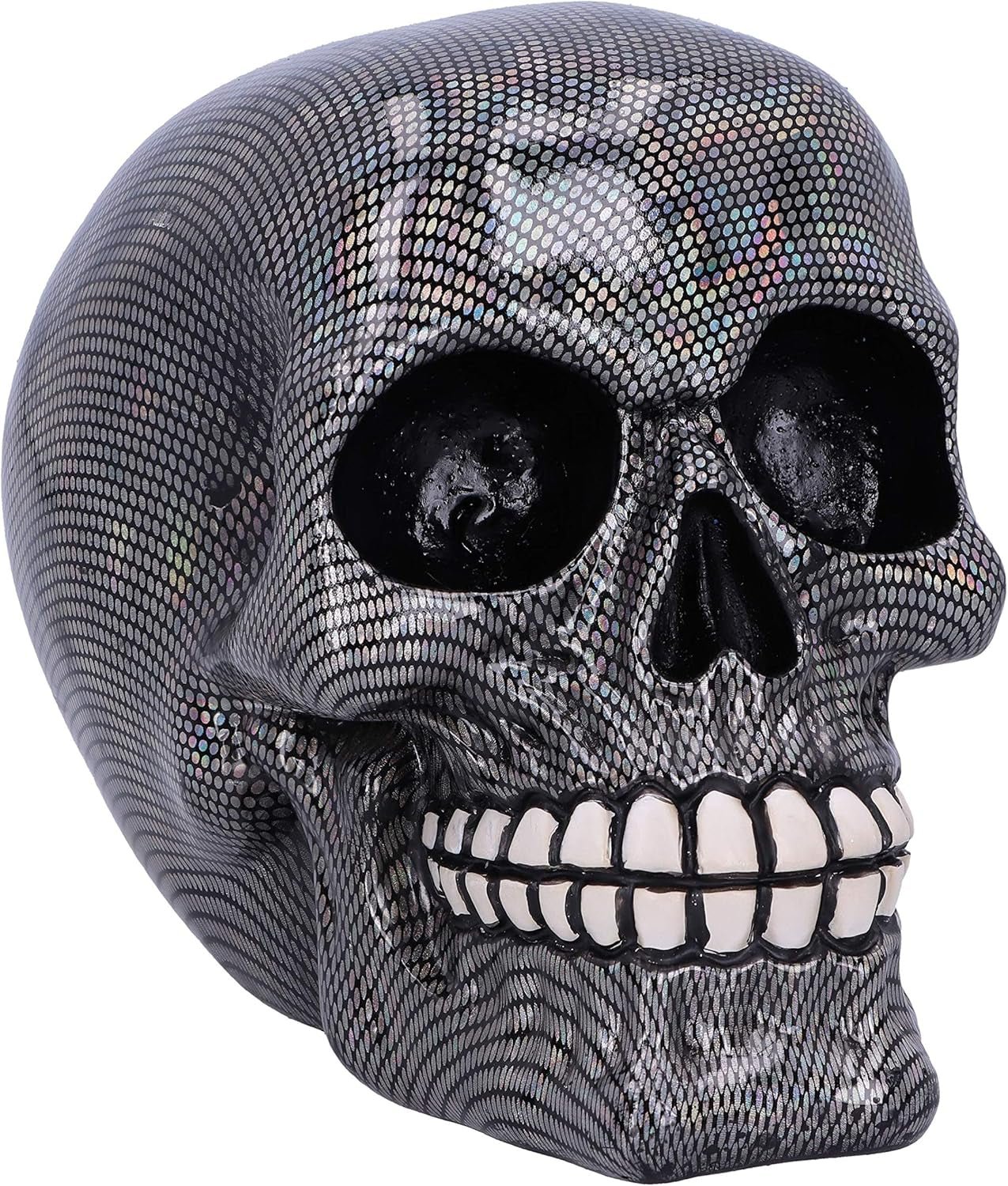 Holografisk sølv fiskenet kranie Sølv holografisk fiskenet kranie Ornament Sølv 16,5 cm Statuetter & skulpturer Naty Shop Standard titel