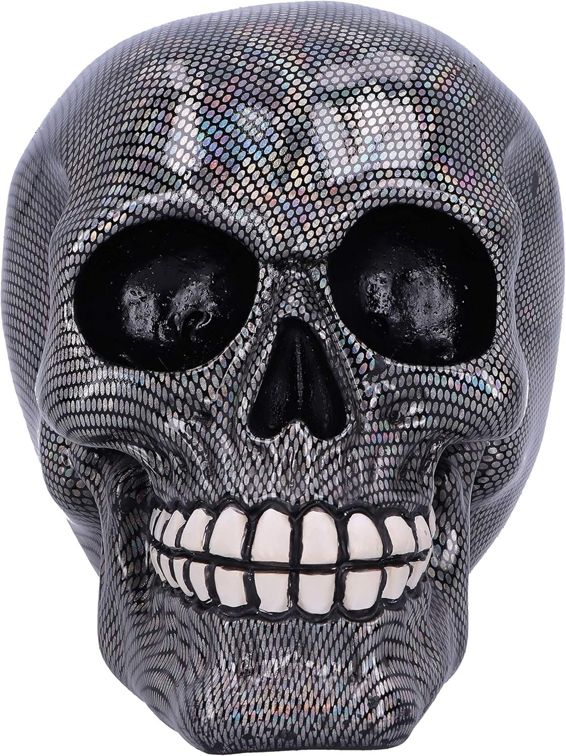 Holografisk sølv fiskenet kranie Sølv Holografisk fiskenet kranie Ornament Sølv 16,5 cm statuetter og skulpturer Naty Shop