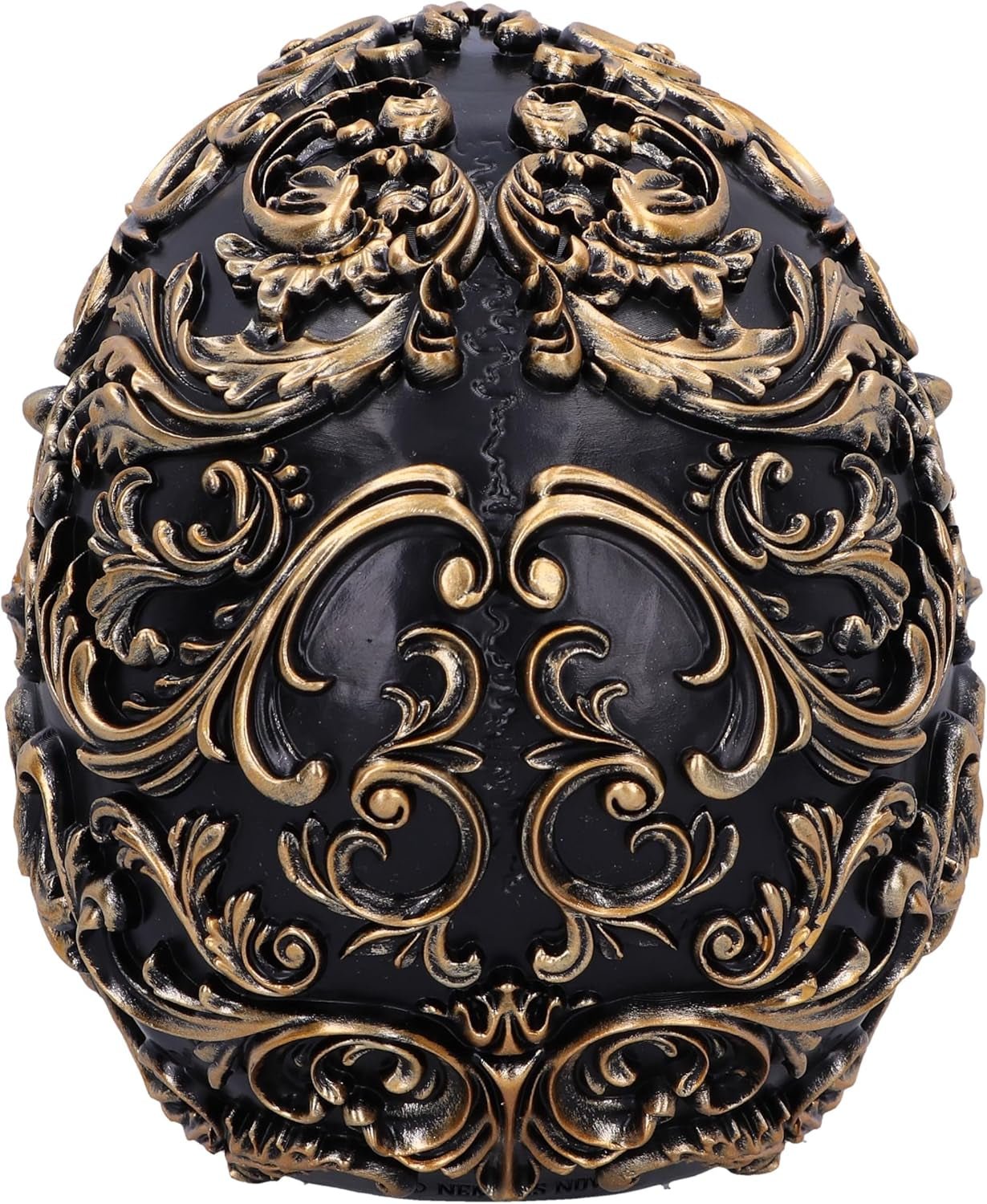 Renæssancekranie, 19 cm, harpiks, sort og guld, guldbarokmønster, sort kraniedekoration, gotisk dekoration, støbt i fineste syntetisk harpiks, håndmalet af eksperter Statuetter og skulpturer Naty Shop