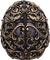 Renæssancekranie, 19 cm, harpiks, sort og guld, guldbarokmønster, sort kraniedekoration, gotisk dekoration, støbt i fineste syntetisk harpiks, håndmalet af eksperter Statuetter og skulpturer Naty Shop