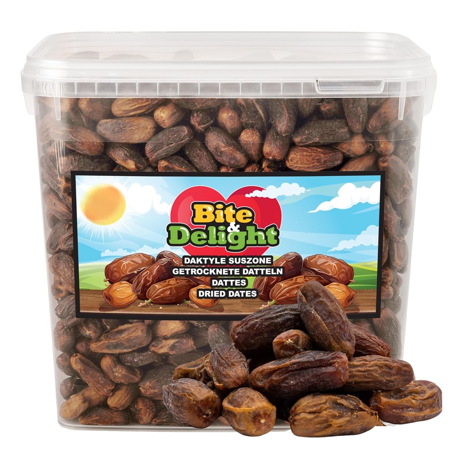Bite & Delight tørrede dadler - Hele, tørre og naturlige - Aromatiske slik - Lækkert og saftigt - Spiseklar frugtsnack - Vegansk - Uden tilsat sukker - 1250g Naty Shop dehydrerede produkter 10 kg