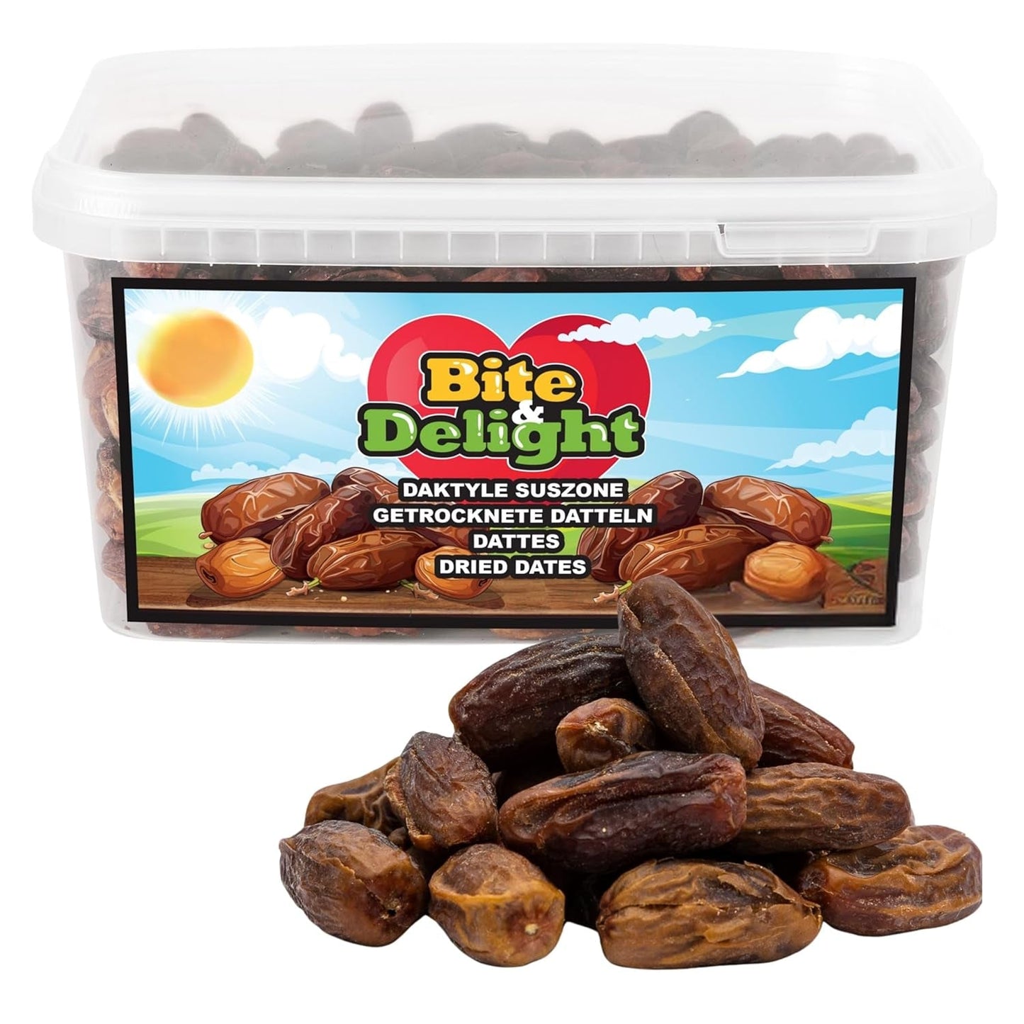 Bite & Delight tørrede dadler - Hele, tørrede og naturlige - Aromatiske slik - Lækkert og saftigt - Spiseklar frugtsnack - Vegansk - Uden tilsat sukker - 1250g Dehydrerede produkter Naty Shop 2500