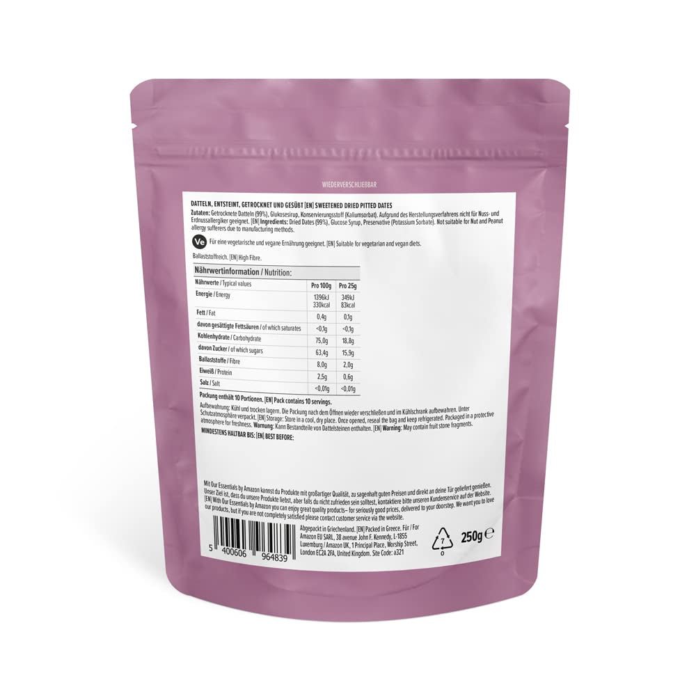 Tørrede og frøfri dadler, 250 g Naty Shop dehydrerede produkter