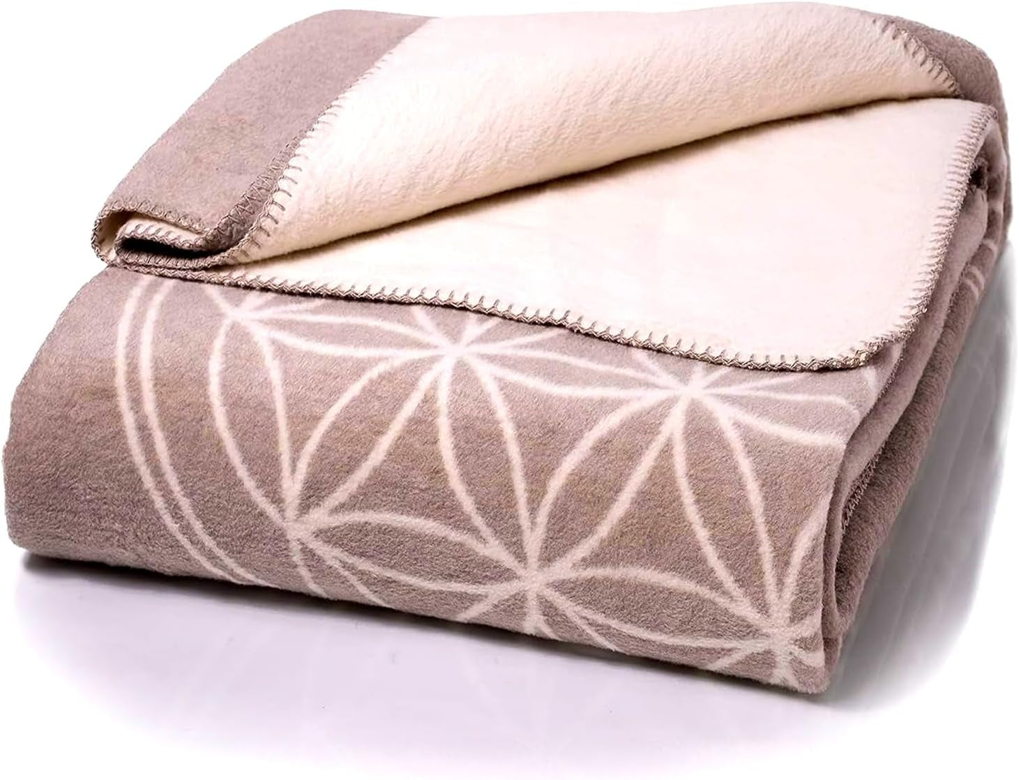 Glart behageligt tæppe Flower of Life Pink-Ecru XL, 150X200 Cm, ekstra fluffy som sofatæppe sofatæppe, yogatæppe livtæppe, plys sofapude Senge og tæpper Glat Grey-ecru 150X200Cm