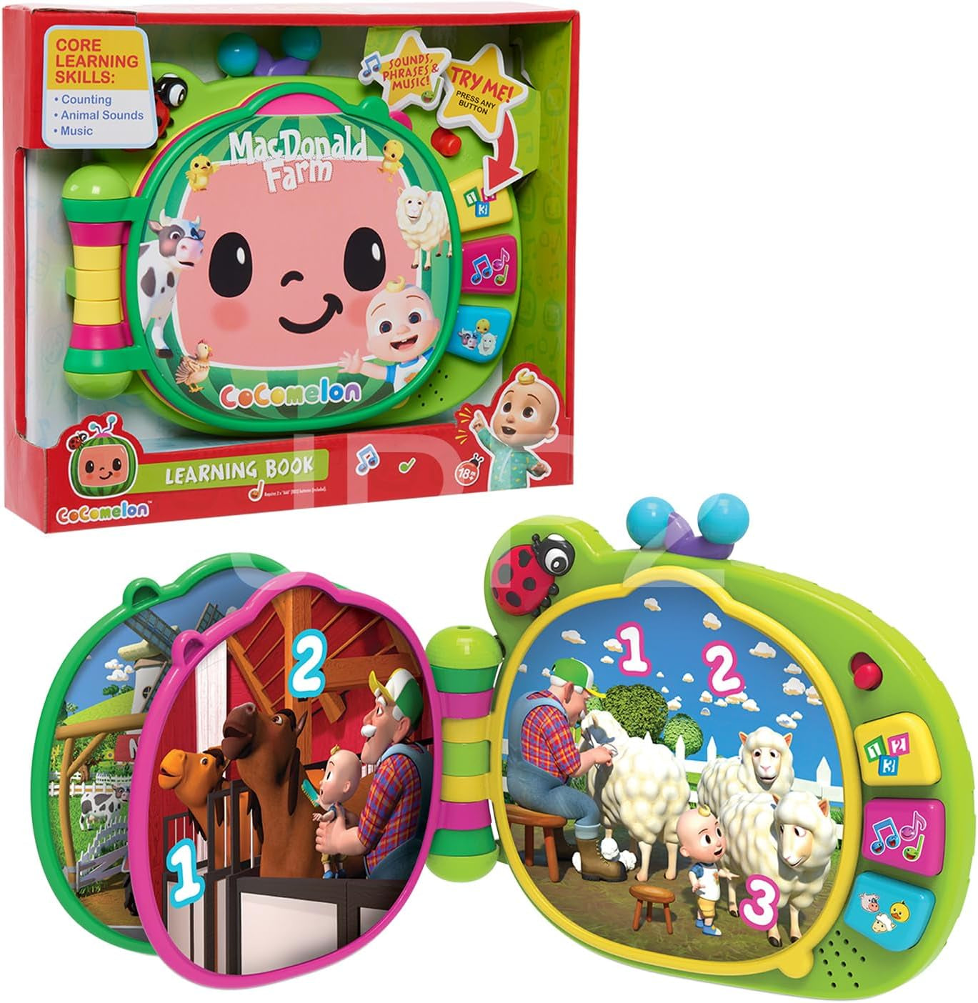 CoComelon , J.J lærebog, læringsfunktioner og elektronik, legetøj til børn fra 18 måneder, CCM10 (fransk version) Bebe Naty Shop Toys Standardtitel