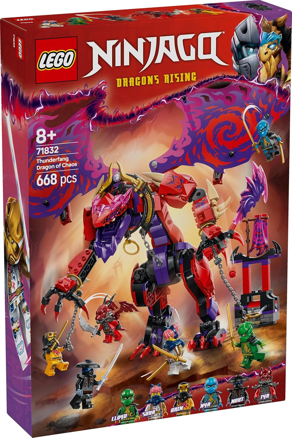 LEGO NINJAGO Chaos Dragon Thundertooth - Legetøj med 6 Ninja-minifigurer - Rollespilsbyggesæt til drenge og piger fra 8 år og opefter - Gaver til Rise of the Dragons TV-seriefans 71832 Byggesæt Beuche den LEGO-Store