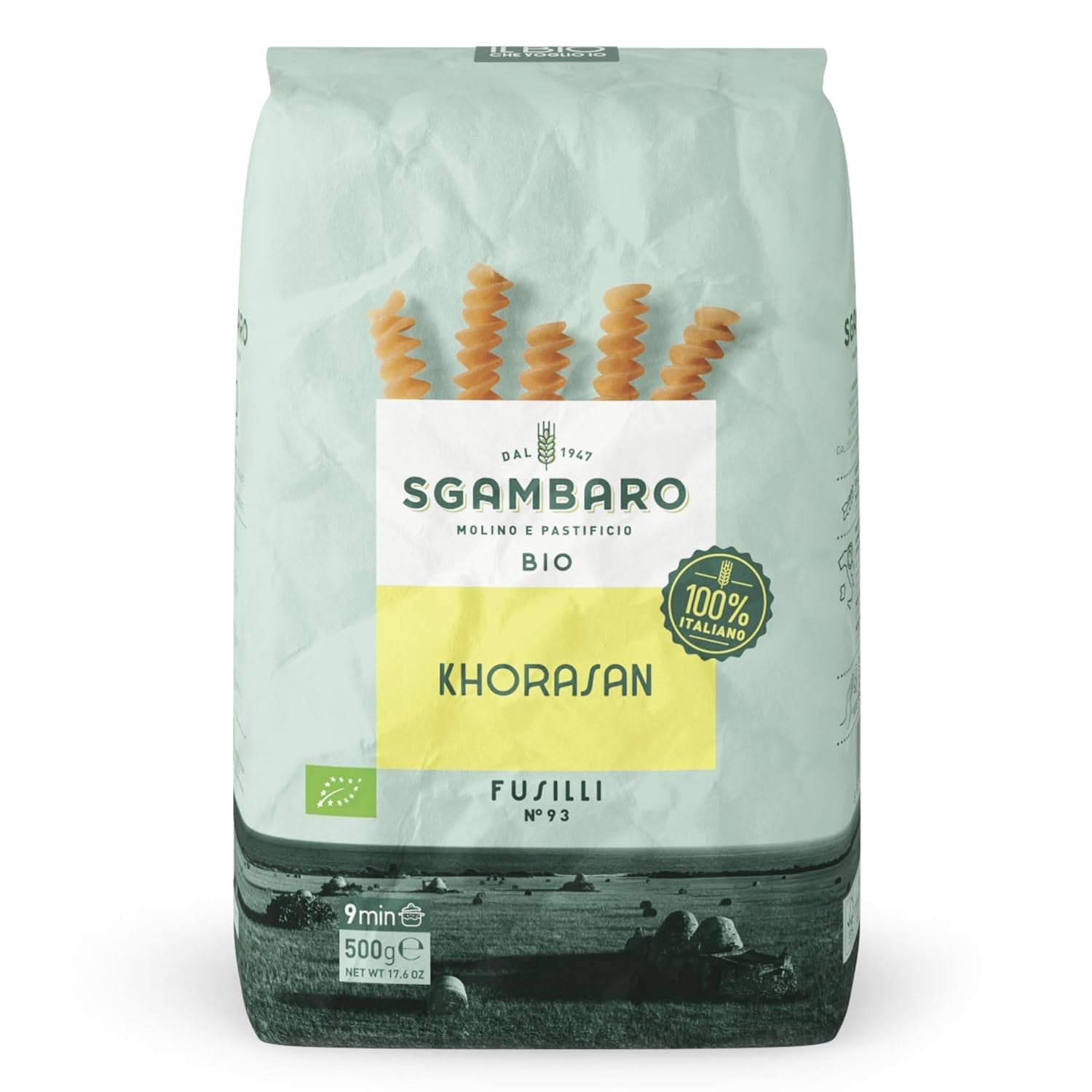 Økologisk Fusilli Pasta nr. 93 - 500g Khorasan hvede - Oldtidens hvede, høj i protein, 100% dyrket i Italien - Alsidig i køkkenet og rig på næringsstoffer