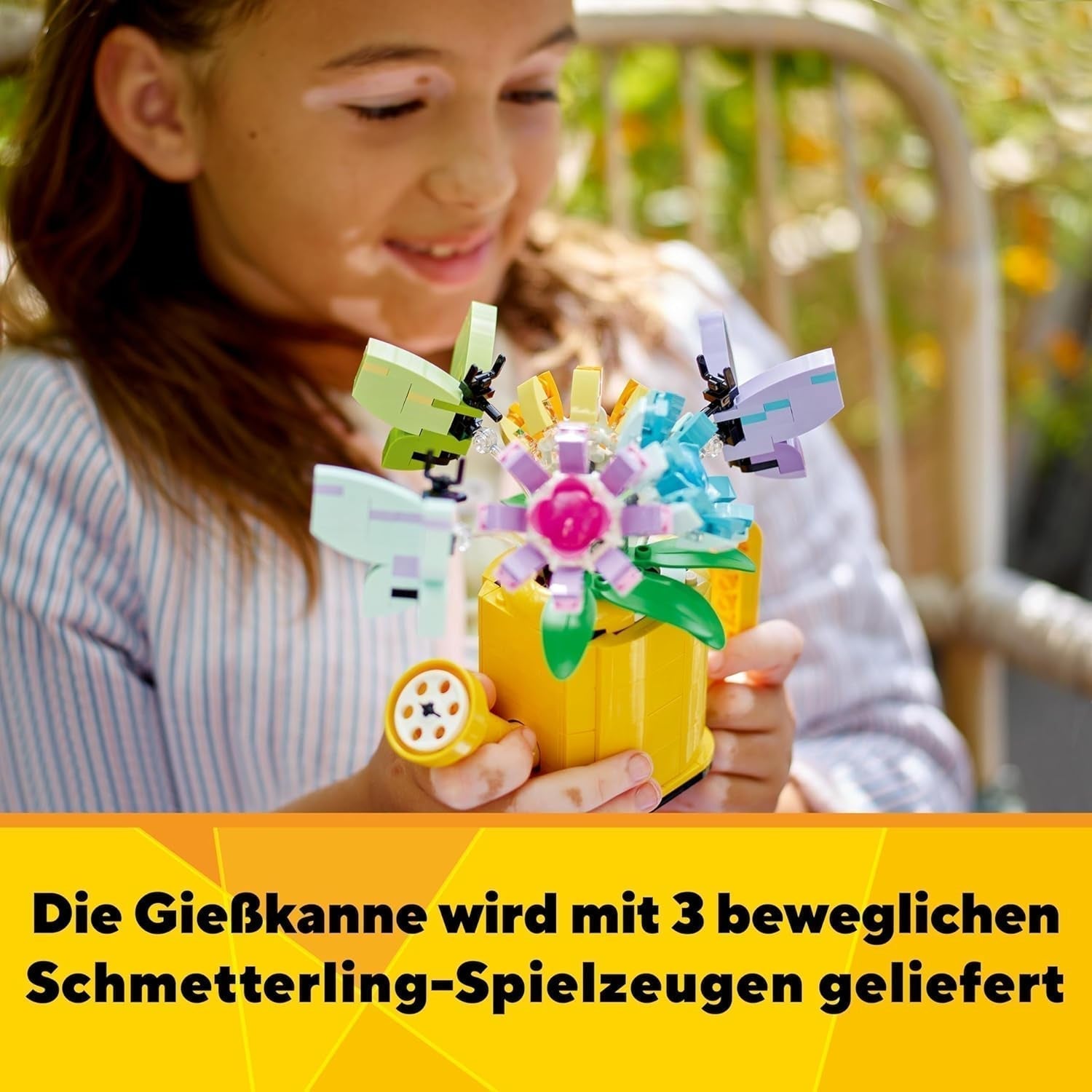 LEGO Creator 3I1 blomstersprinklersæt, dekoration til børneværelset, byg en sprinkler med en buket blomster, gummistøvler eller 2 legetøjsfugle, kreativ gave til piger og drenge 8 år gamle 31149 byggesæt Besuche den LEGO-Store