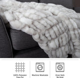 Lavish Home Oversized Gerüschte imiteret pelstæppe, 152,4 X 203,2 cm, Jacquard imiteret pels, queensize-tæppe til senge og sofaer, Grå senge og tæpper Lavish Home