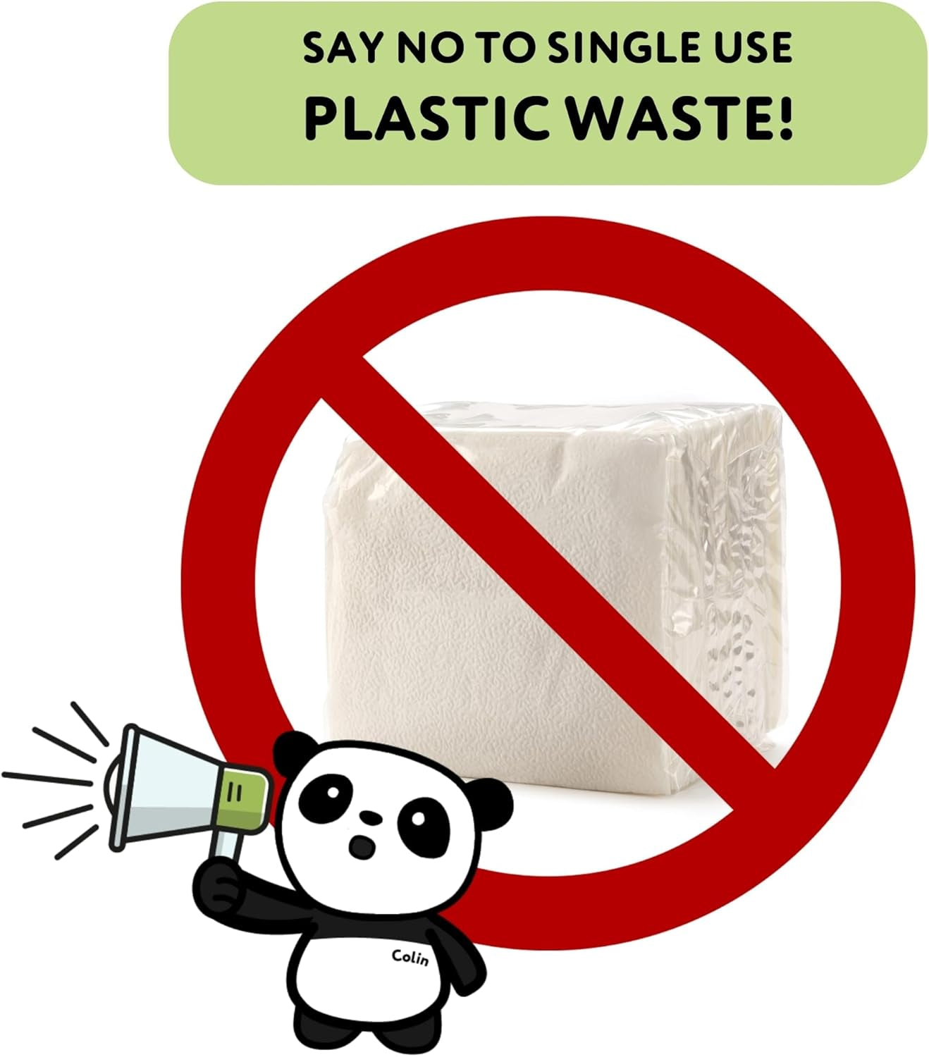 De frække Panda Bamboo Cocktailservietter | hvide servietter 100 stk papirservietter