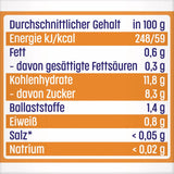 Mango i æble- og ferskensovs med en pose kiks (6 x 120 g), uden tilsat sukker, lavet af milde frugter og værdifulde kornprodukter, ideel til snacks og på farten.