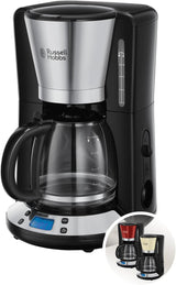 Russell Hobbs kaffemaskine [Digital timer, brusehoved for optimal udsugning og aroma] Farver+ Creme (1 til 10 kopper, 1,25 L glaskaraffel, varmeplade, 1100W) Filterkaffemaskine 24033-56