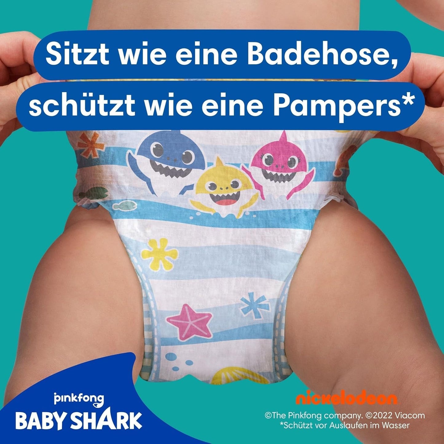 Pampers Størrelse 5-6 Splashers Baby Shark Limited Edition 10 Pack Engangs svømmebleer til sikker vandbeskyttelse