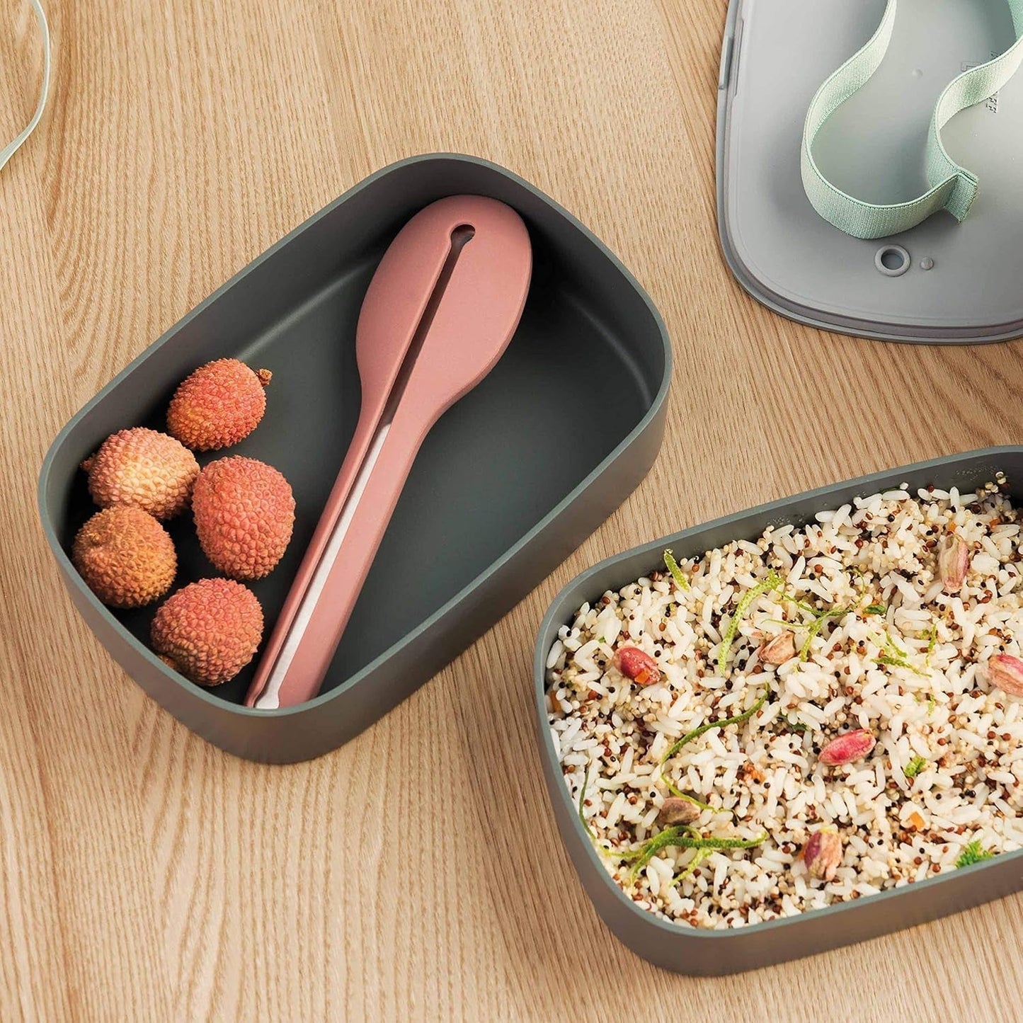 BergHoff dobbelt bento-boks - Leo (madkassesæt 19x12,5x9 cm, to kasser, mikroovnsikker, lufttæt forsegling, opvaskemaskine-tål, ideel til snacks / snacks / salat) 3950126 Madopbevaringsbokse Naty Shop