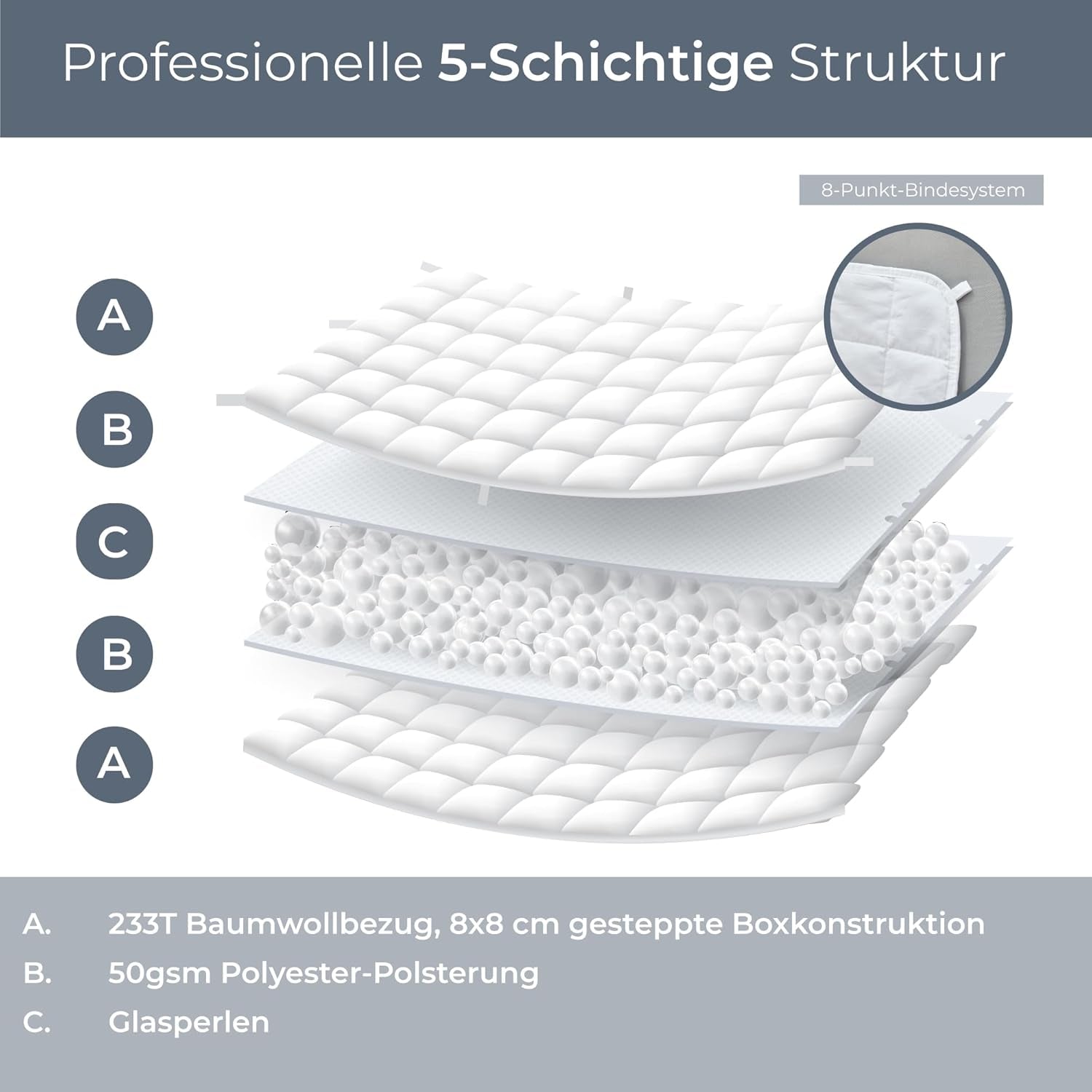Degrees of Comfort vægtet tæppe 135X200Cm 7Kg, anti-stress terapitæppe lavet af 100% bomuld, tungt tæppe Vægtet tæppe til voksne Kan forbedre søvnen og reducere stress Grader af komfort Senge og tæpper