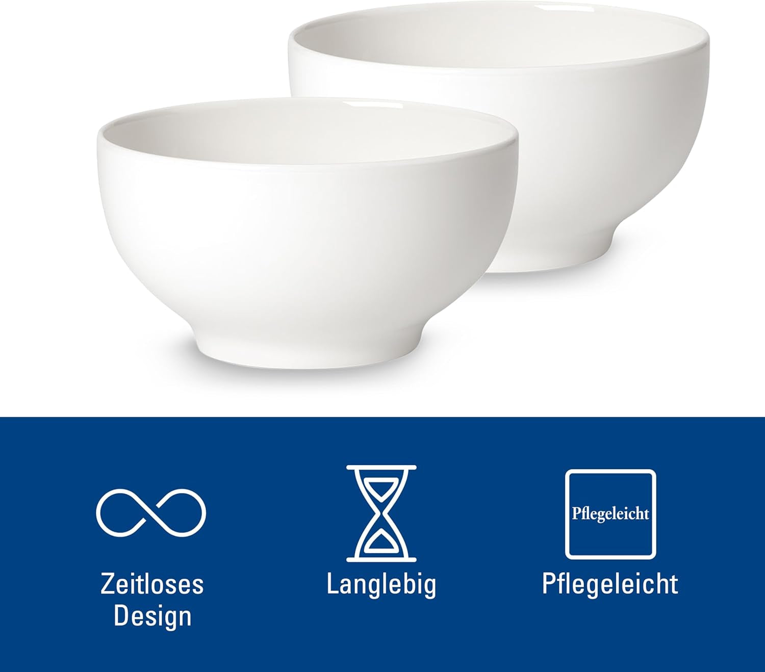 Villeroy & Boch For Me kornskåle sæt med 2, hvid, tåler opvaskemaskine, tåler mikroovn, små skåle til 2, skåle, kornskåle, snacks eller saucer, tallerken, premium porcelæn