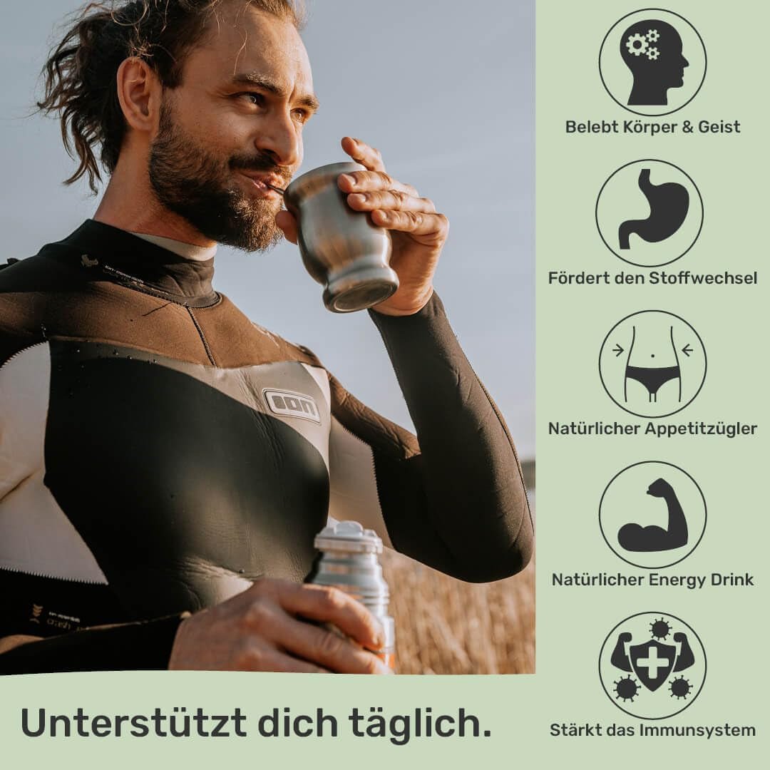 BIO Yerba Mate Te 1 kg ● Original ● Moden ● Uristet ● Lufttørret ● Røgfri ● Plastfri ● Fair Trade ● Mate te fra mateblade, matestykker og matebladpulver ● DE-ÖKO-006