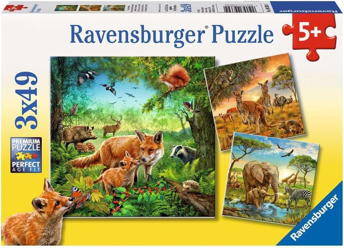 Ravensburger Puslespil til børn - 09330 Jordens Dyr - Puslespil for børn fra 5 år, med 3X49 brikker Puslespil Naty Shop Fotografic