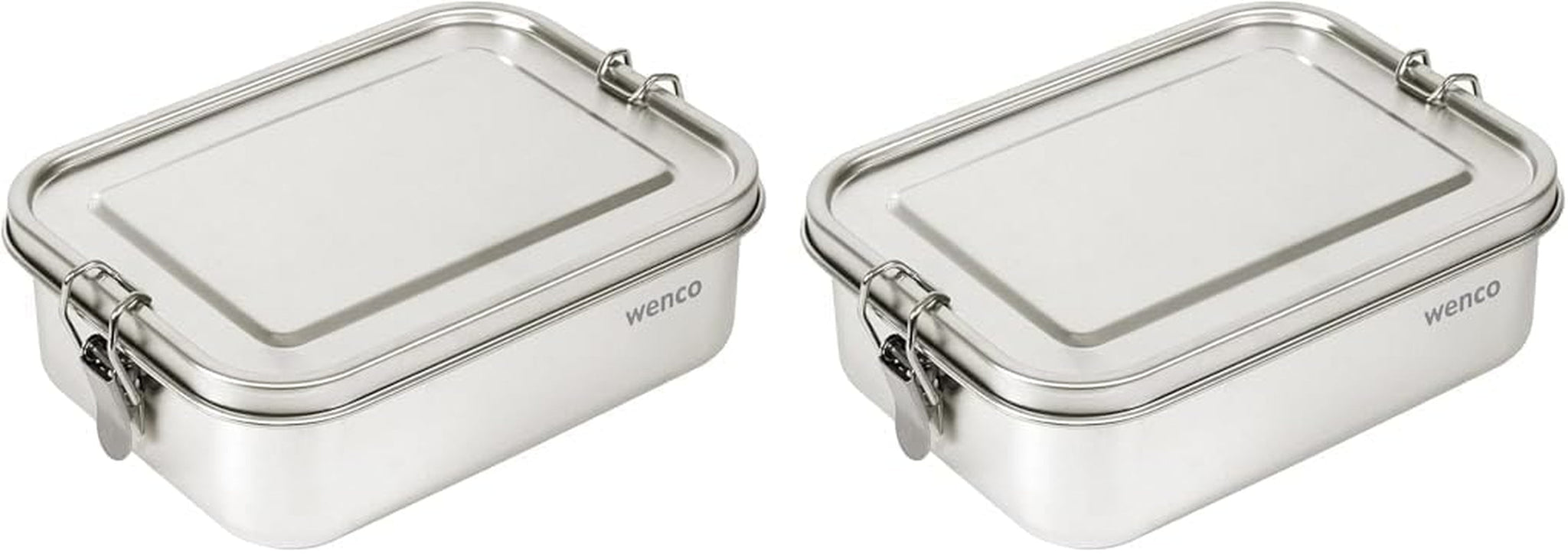 Wenco Rustfrit Stål Madkasse 2 Rum Stor Kapacitet 850ml Madkasse Vandtæt Opvaskemaskine Tåler Inklusiv erstatningssilikonering 18,5 x 14 x 5,5 cm Sølv (2 pakke) Naty Shop Food Opbevaringsbokse 850 ml (2 pakke)