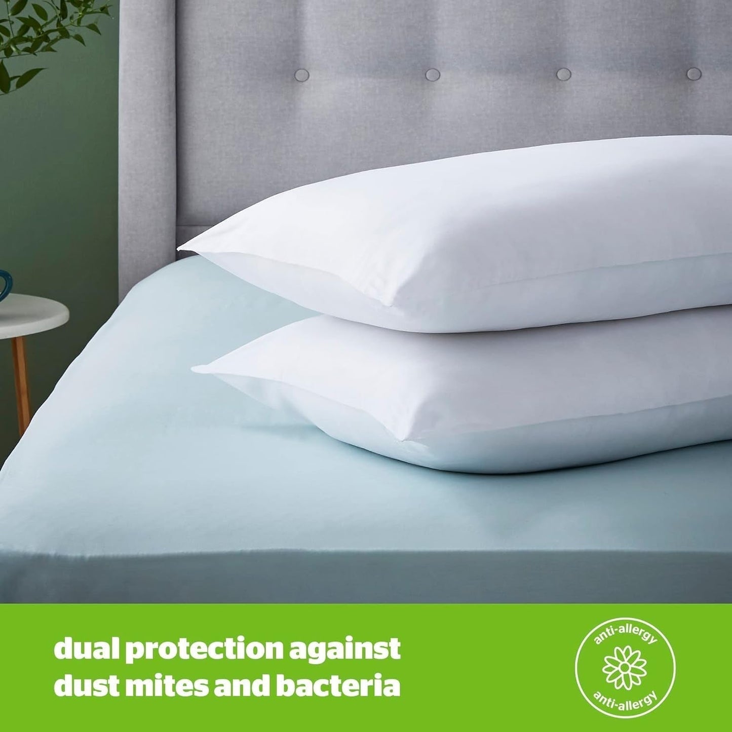 Silentnight anti-allergi blød pude 2-pak blød fjerstøttepude Ideel til for- og mavesover Hypoallergen og maskinvaskbar 2-pak Naty Shop standardpuder