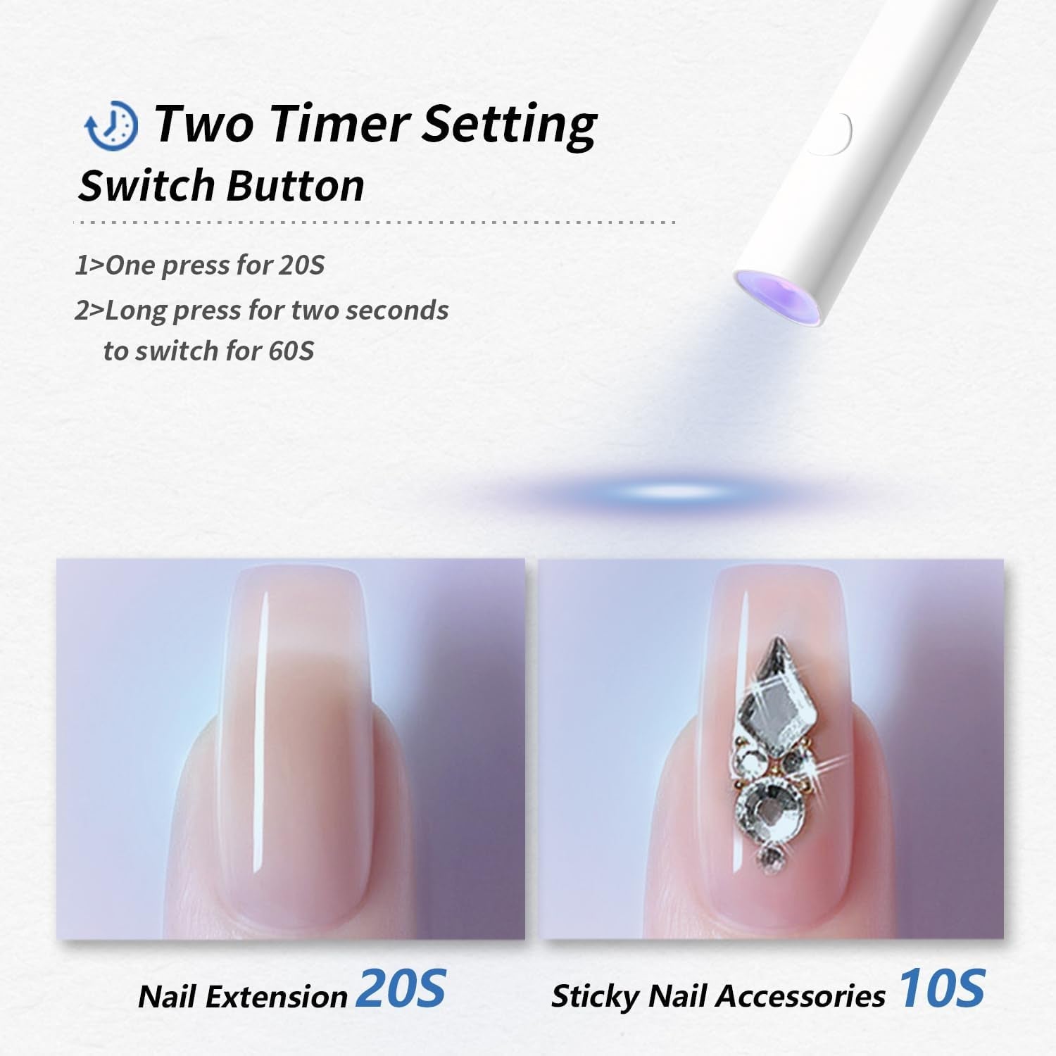 Denabuty UV-lampe til Gel-neglelak, Mini UV LED-lampe til negleudskiftning med stativ Tragbare Lille UV-neglelampe til Gel-neglelak, til Aushärten Von Nagelkleber & Negletips Hvid