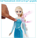 Mattel Toys Disney Frozen Elsa Singing Doll i ikonisk outfit, synger "Let It Go" fra Disney-filmen på engelsk, fransk, tysk, italiensk, JDL58