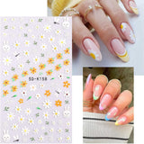 JMEOWIO 3D Nagelsticker Blume Frühlings Nail Art Sticker Selbstklebend Nagelaufkleber 5D Stereoskopisk Sommer Bunter Blumen Dekoration Nageldesign Zubehör 4 Blatt