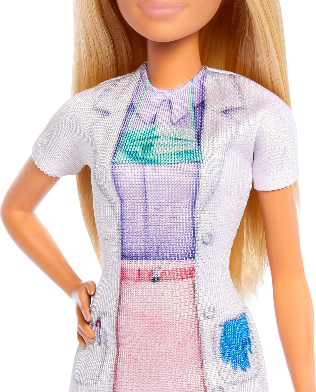 Barbie-tandlægedukke, modedukke med blondt hår, blå kjole og laboratoriefrakke, 1-barnsdukke, eksamenstilbehør og diverse tilbehør, JCR74