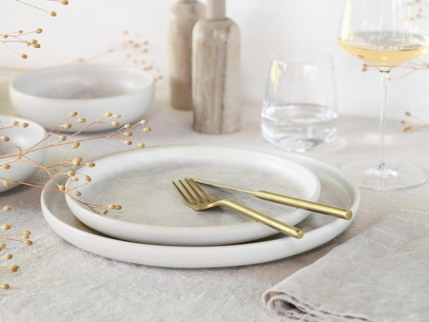 CreaTable, 23714, Uno Athena-serien, 12-delt porcelænssæt til 4, tallerkensæt i porcelæn, tåler opvaskemaskine og mikroovn, fremstillet i Portugal