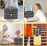 Nail Lacquer Organizer Tasche, Doppelschicht Nail Lacquer Opbevaringsboks, Organizer Koffer Für Nageldesign Kosmetiktasche Für 30 Flaschen Neonail Base(15Ml-0.5 Fl.Oz) & 1 Neglelampe(Schwarz)