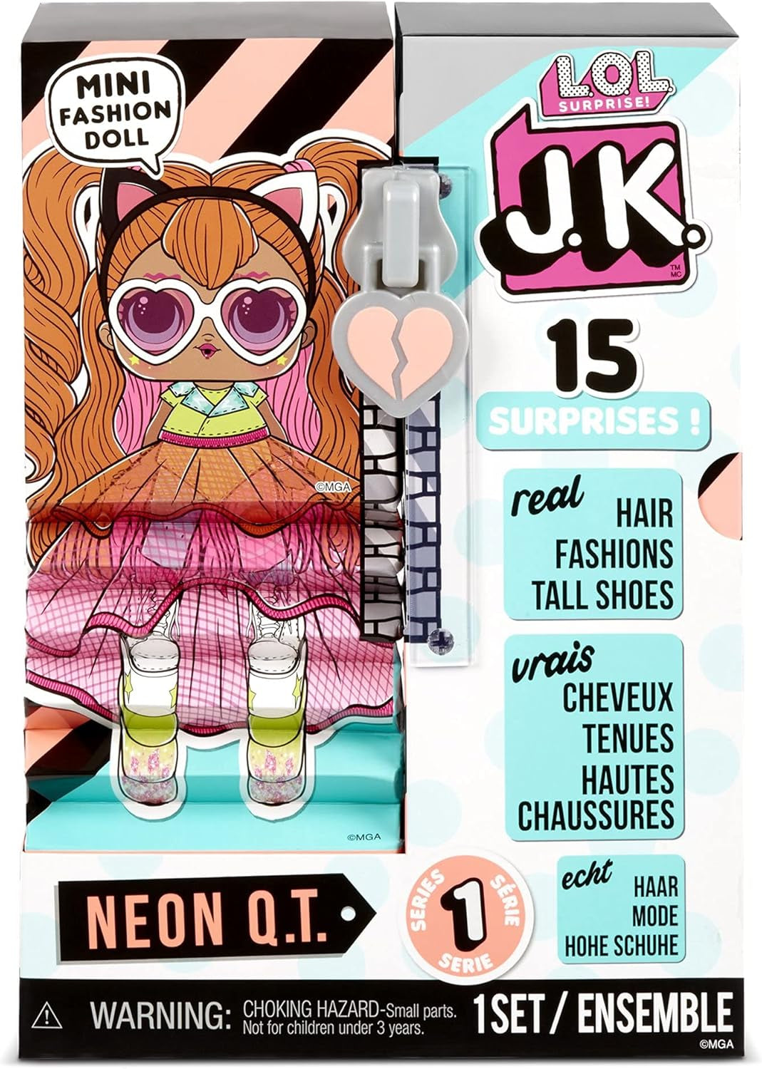 LOL overraskelse! 570776E7CAZ JK Mini Fashion Doll - 15 overraskelser, tøj og tilbehør - Samlerobjekter - Neon QT