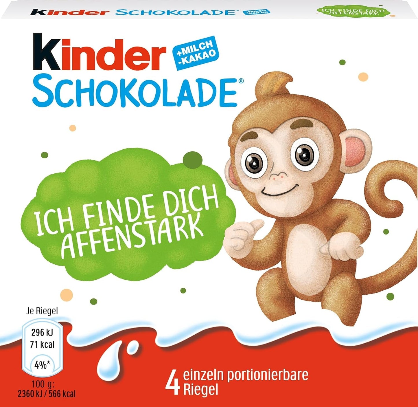 Kinder Chokolade (20 x 50 g) - Valentinsdagsgave til ham og hende, karneval og fastelavnsslik - Fyldte mælkechokoladebarer - 20 pakker med 4 individuelle barer hver