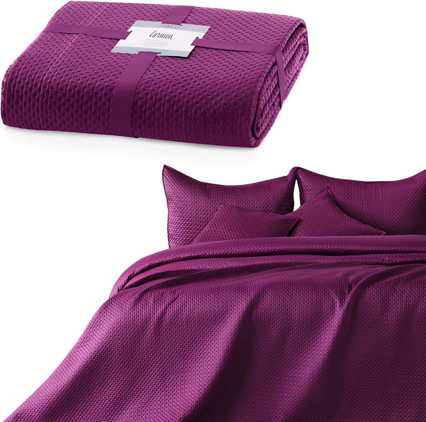 Ameliahome sengetæppe 200X220 Cm mørkegrøn sengetæppe med to prægede sider Matt satin Carmen Senge og tæpper Besuche den AmeliaHome-Store Carmen Violet 260X280 Cm