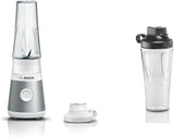 Bosch Mini-Standmixer Vitapower Serie 2 MMB2111S, Highspeed-Mixer, Bis Zu 40.000 Rpm, Tritan Togo-Flasche 0,6 L, Trinkdeckel, Bruchsicher, Spülmasch.Geeignete Teile, 450W, Silber/Schwarz Mit Kitchen Silber/Schwarz Mit Kitchen Naty Shop Weiß