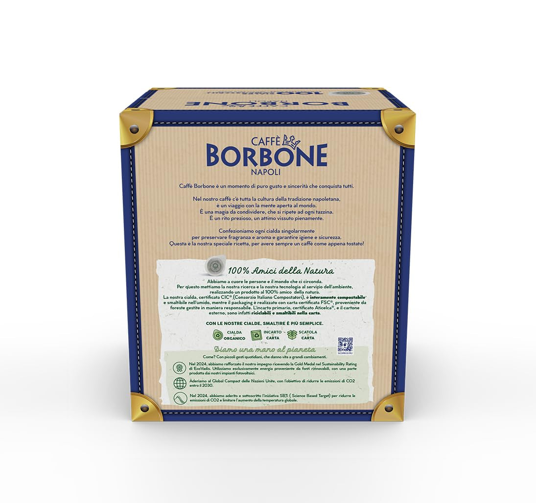 Caffè Borbone Kompostierbare Kaffeepads, Guld-Kaffeemischung - 100 Pads - Kompatibel med ESE System Papier Pads 44 mm
