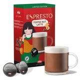 ESPRESTO Toffee Nut Latte, kompatibel med K-fee & ALDI EXPRESSI*, mælkekaffe med smag, RFA-certificeret, 96 kapsler