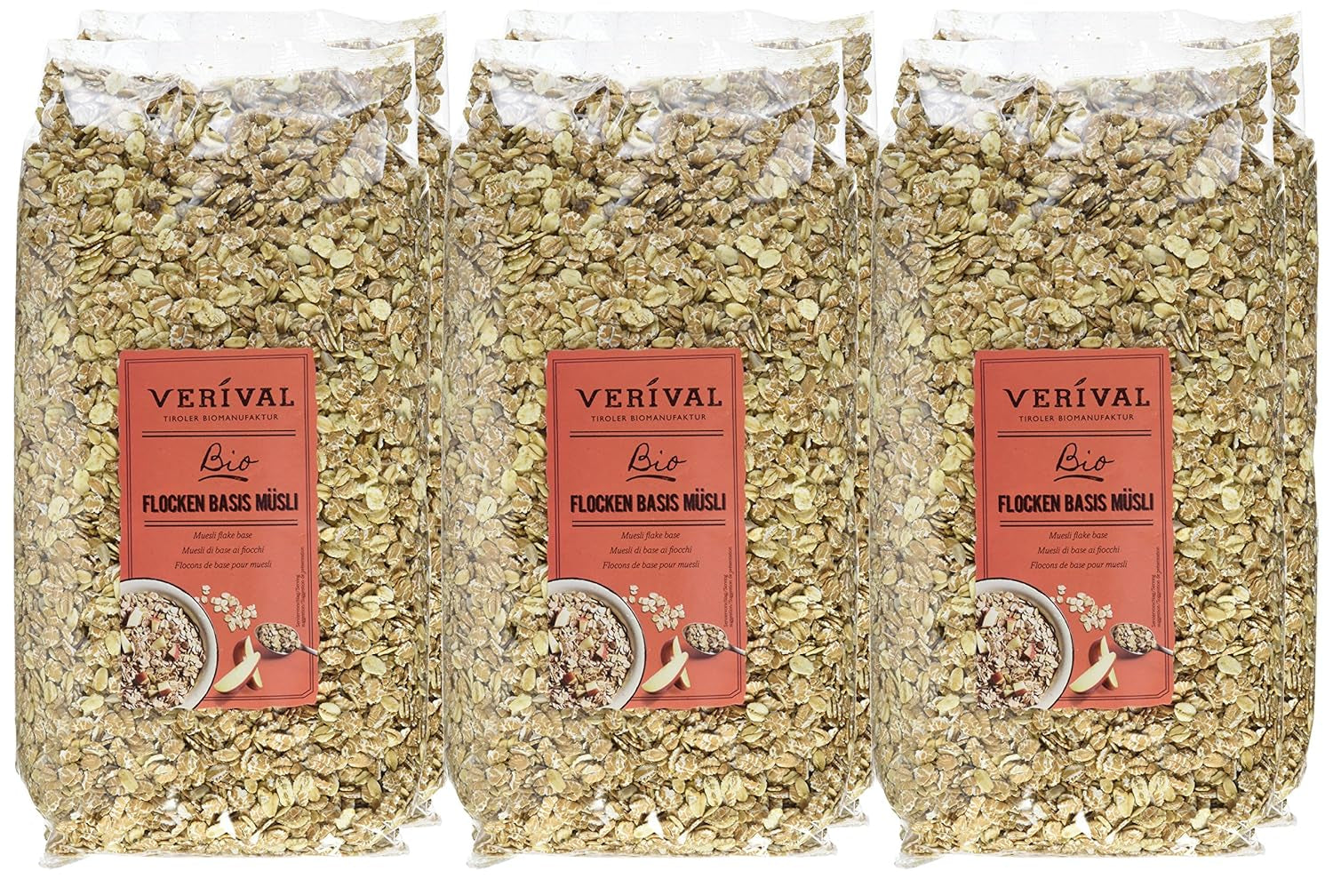 Verival Flocken Basis Müsli - Bio, 6Er Pack (6 X 1 Kg) Korn Naty Shop