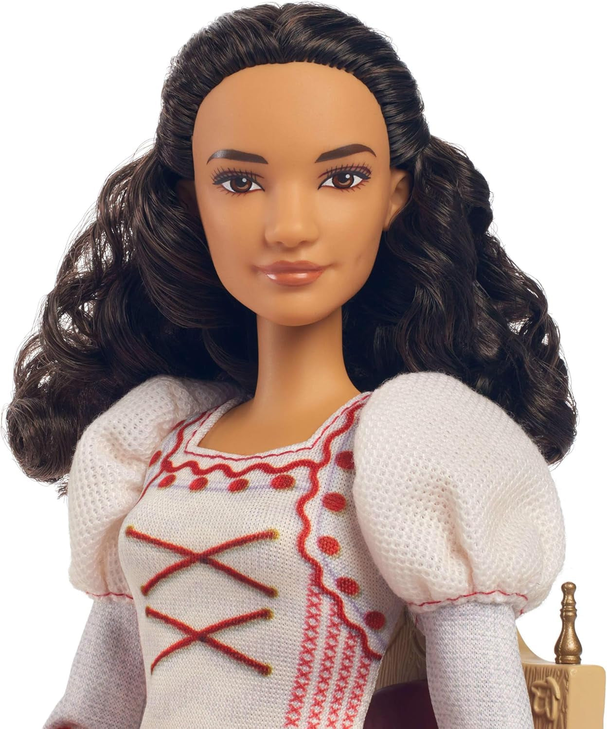 Mattel Wicked Nessarose modedukke og tilbehør, inklusive kørestol, med krøllet brunt hår, forskellige positurer og aftagelig boldkjole, HXY36