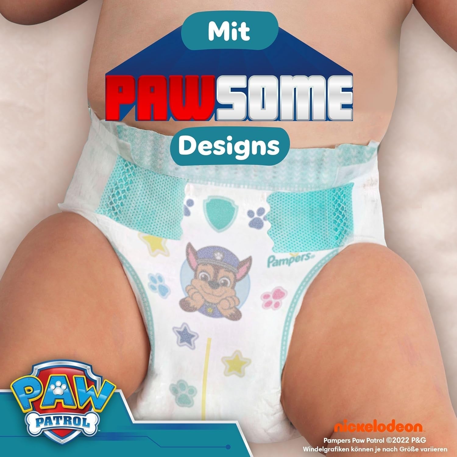 Pampers Baby-Dry Puppy Patrol Edition bleer, størrelse 6, 164 bleer, 13 kg - 18 kg, op til 100 % lækagebeskyttelse og komfort hele natten