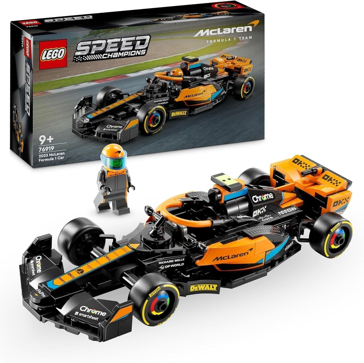LEGO Speed Champions Mclaren Formel 1 Racerbil 2023 Legetøj Til Børn Over 9 år Drenge og piger, der kan lide at lege Selvstændigt Bygbar køretøjsmodel Børneværelsesindretning 76919 Byggesæt Besuche den LEGO-Store Single