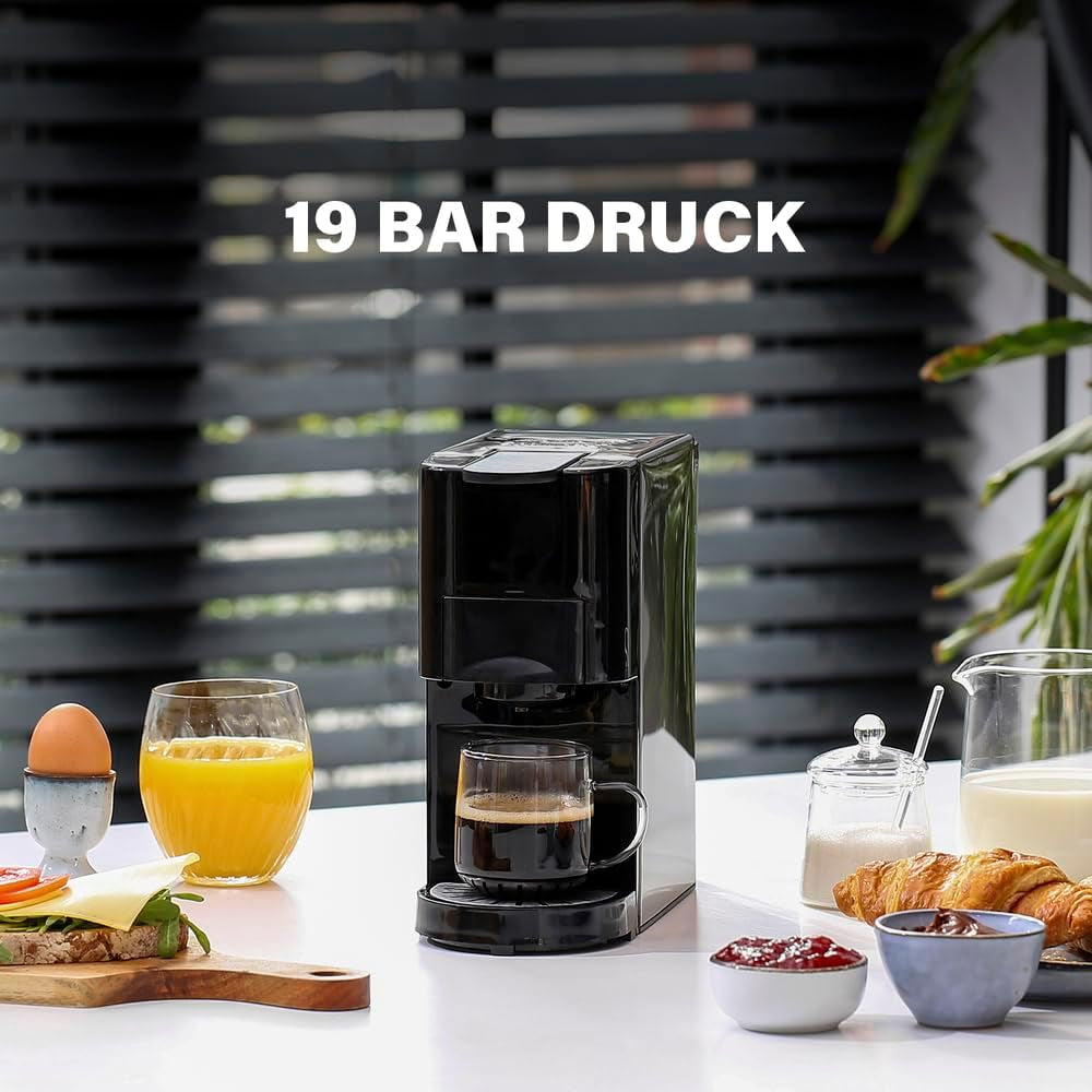 Princess 4 i 1 multikapsel espressomaskine - 1450 watt, kapsler, bælg, malet kaffe, BPA fri, 249450, 01.249450.01.001, sort, sølv