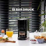 Princess 4 i 1 multikapsel espressomaskine - 1450 watt, kapsler, bælg, malet kaffe, BPA fri, 249450, 01.249450.01.001, sort, sølv