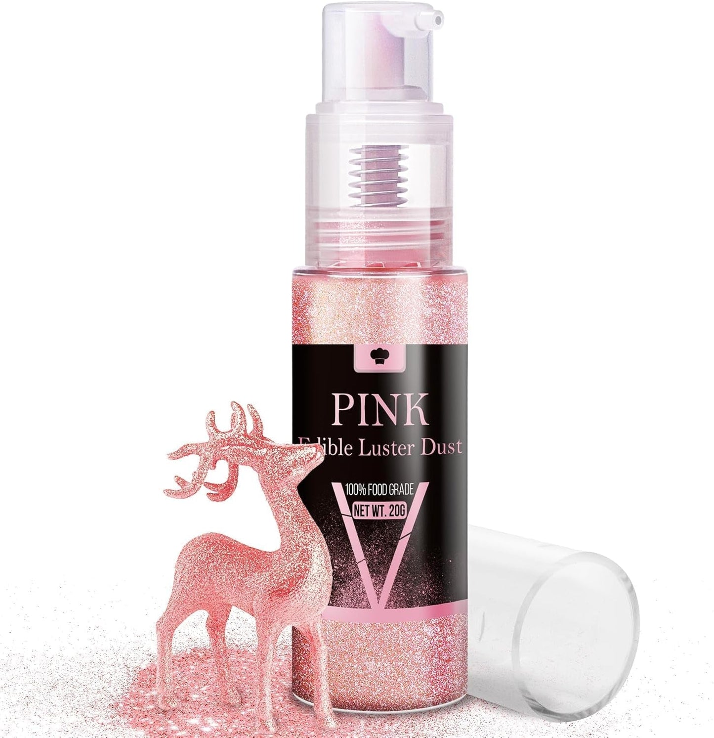 Spiselig glitterspraysæt - 20 g mad iriserende glitterstøv til drinks, champagne, kager - spiselig metallisk madfarve til cocktails, vin, spiritus, bagning, kager