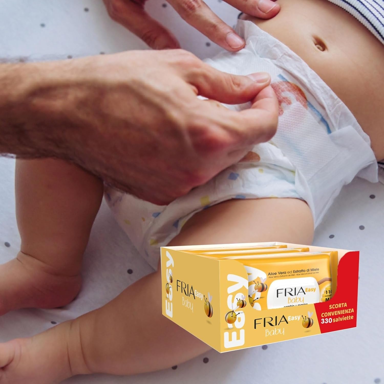Lette babyvådservietter med aloe vera og honningekstrakt Hudfugtighedscreme, dermatologisk testet, 330 servietter pakke
