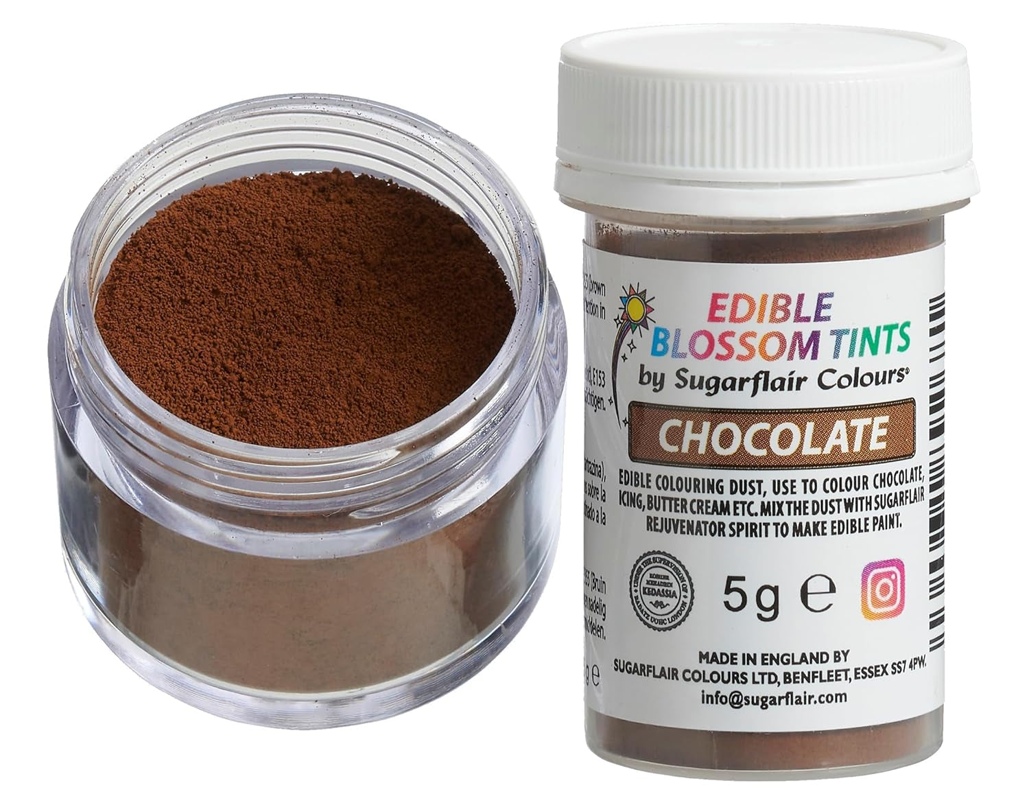 Sugarflair Blossom Tint Dust Chokolade Fødevarefarvepulver - Madfarvepulver til kagepynt, sukkerpasta, fondant, glasur, chokolade, smørcreme, macarons og mere - 5G