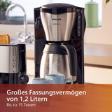 PHILIPS Café Gaia Filter Espressomaskine - Termokande i rustfrit stål, Anti-drypsystem, Intens Aroma, Auto-Off, 1300ml, Sort (HD7546/20)