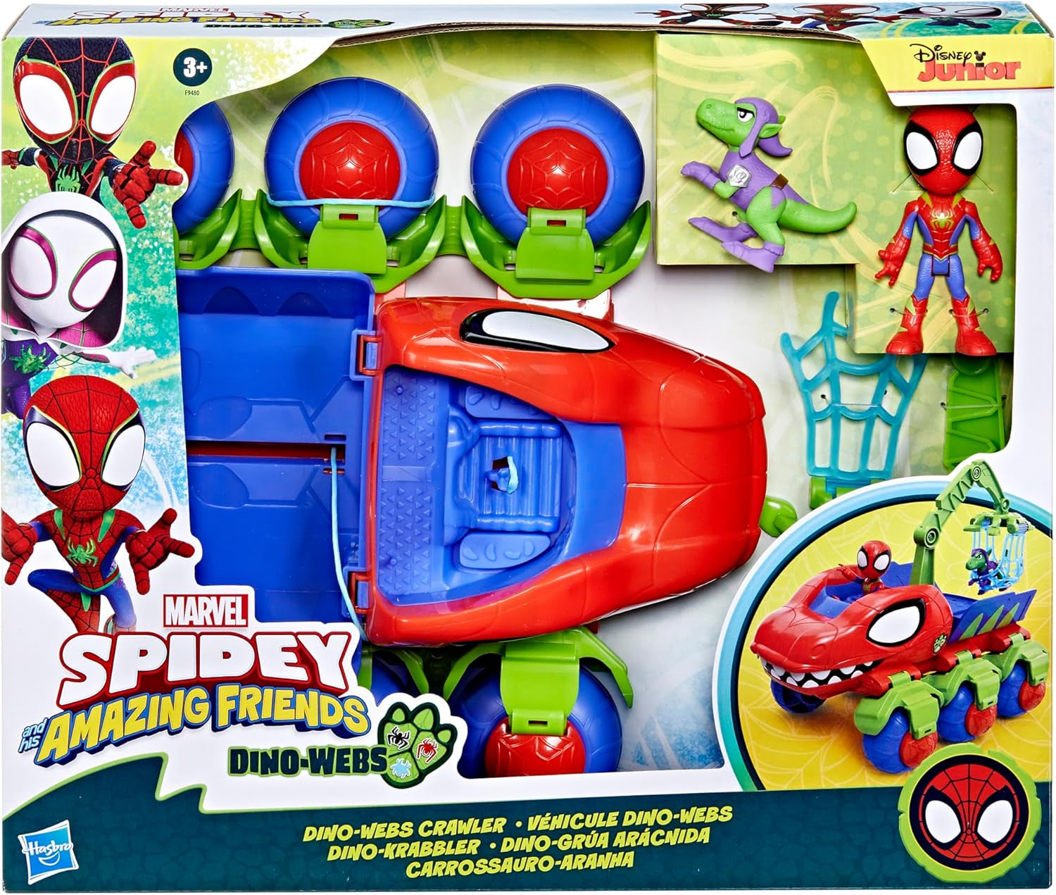 Marvel Spidey og hans supervenner Dino Crawler Superhelte-legesæt med Spidey- og Dino-figurer og transportlegetøj fra 3 år og opefter Actionfigurer Naty Shop