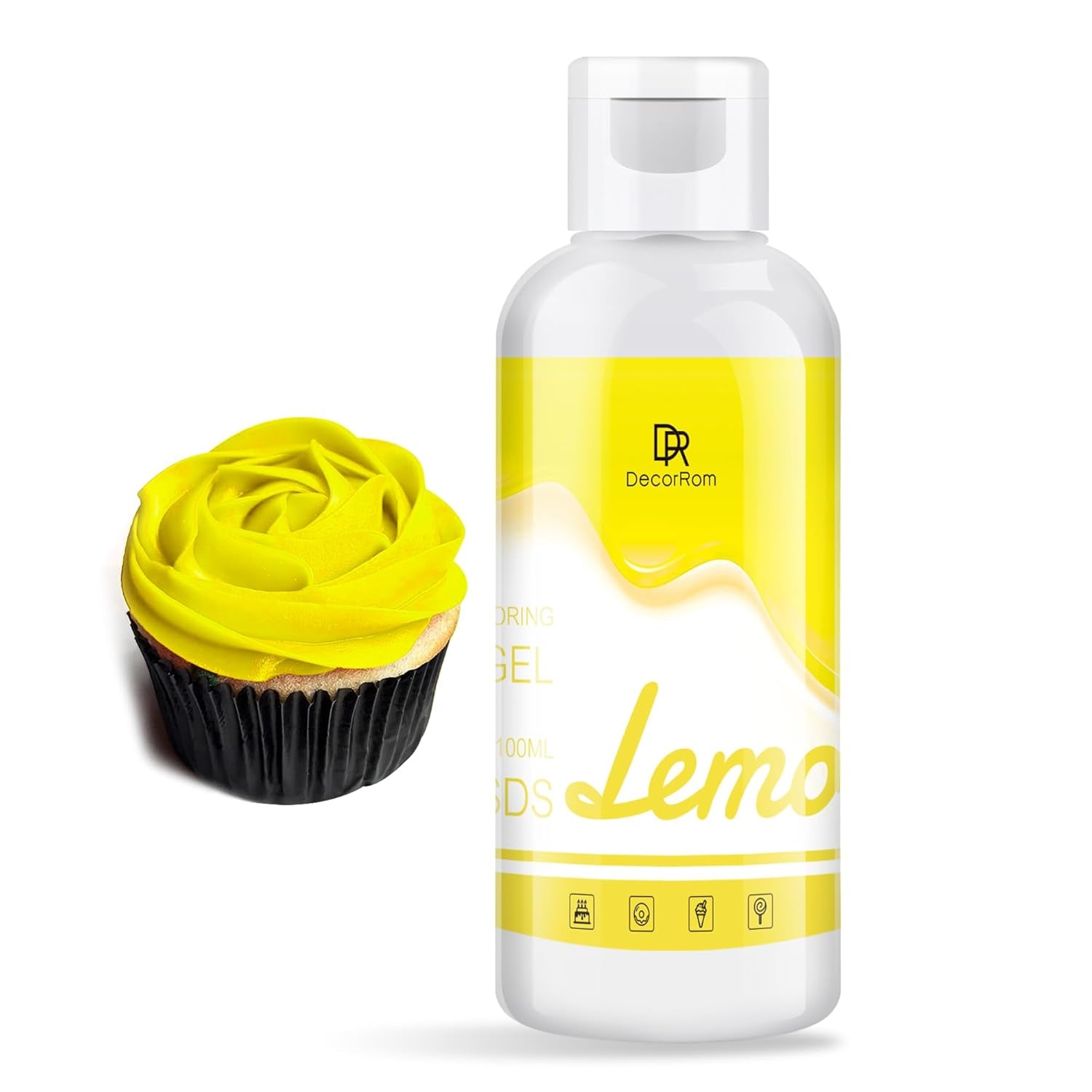 Gel-madfarve - 120 g koncentreret madfarve til kagepynt, bagning, småkager, macarons - sukkerfri madfarve til drikkevarer, kagedekoration, DIY-slime, påskeæg (hvidt)