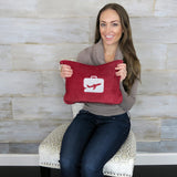 Eversnug rejsetæppe og pude - blødt 2 i 1 flytæppe med blødt lommepudebetræk, håndtaskebetræk og rygsækholder (burgunderrød) rejsepuder Naty Shop