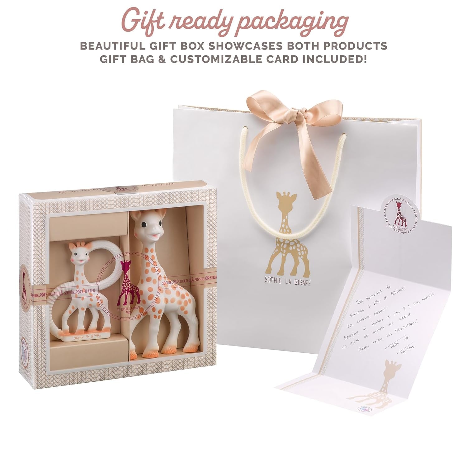 Sophie the Giraffe - Babygaveæske + bidering - 100 % naturgummi - Babyaktivitetssæt - Early Learning Legetøj